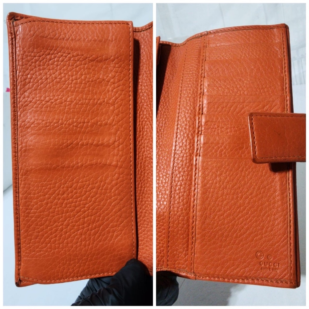 Authentic Gucci Pebbled Leather Long Continental … - image 8